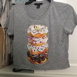 Forever 21 Cropped Grey Donut Tee