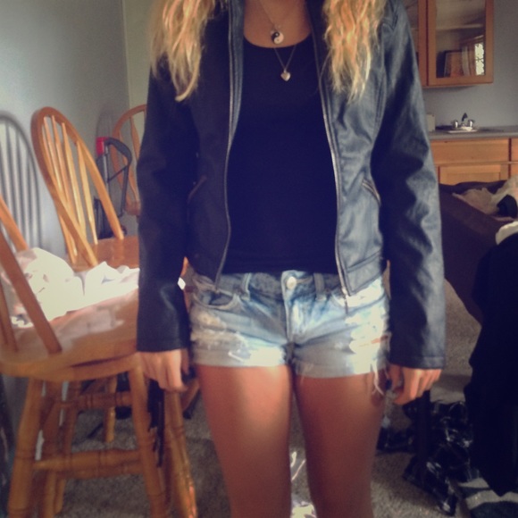 Black Leather Jacket with Fringe