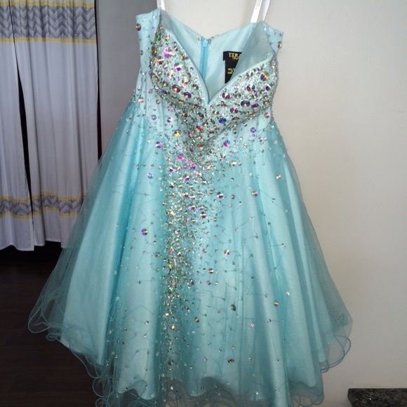 💋Terani Couture P3017 Light Blue Homecoming Dress - Picture 2 of 4