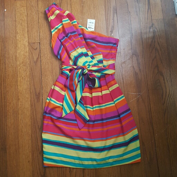 Multicolored one shoulder dress