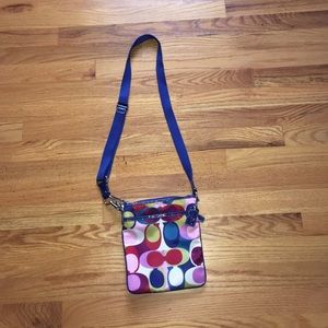 Authentic COACH multicolor cross-body purse