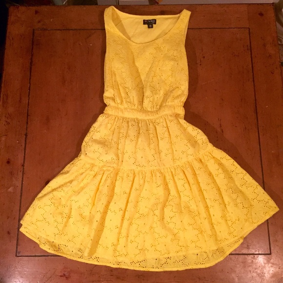 Yellow crochet fit and flair with cut outs