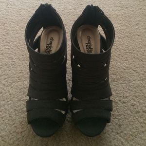 Charlotte Russe Black Caged Wedges