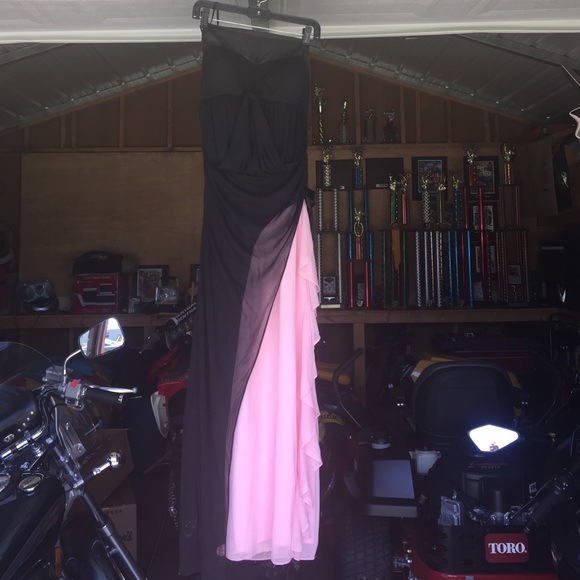 black and pink long dress