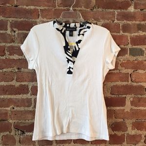 White Top With Flowery Collar