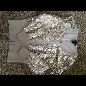 Champagne sequin zip up cardigan