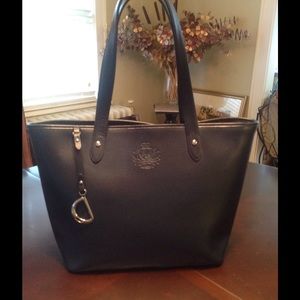 Ralph Lauren Leather Tote - Navy Blue