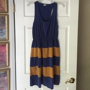 Navy and mustard dress
