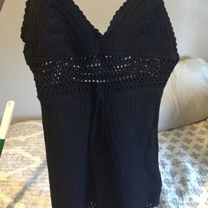 Black crochet romper