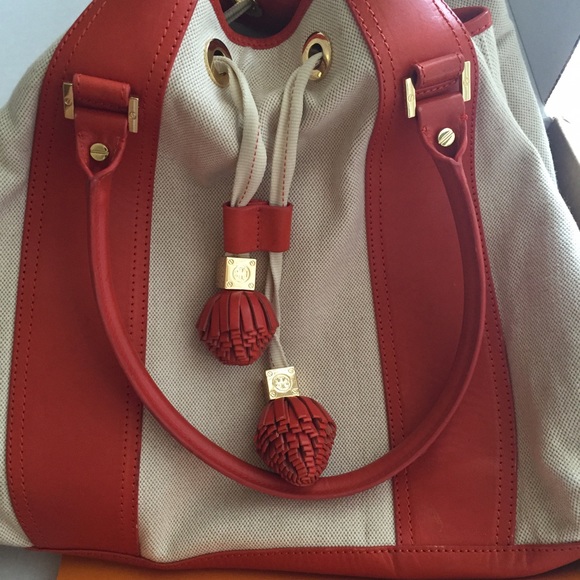 Large coral Tory Burch Tote - Picture 3 of 4