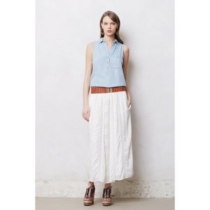 Anthropologie White Emboidered Calliope Maxi Skirt