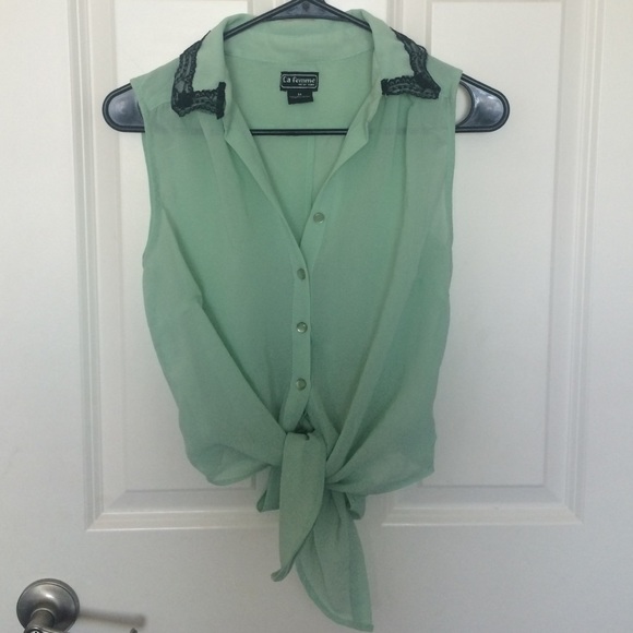 mint green loose crop top