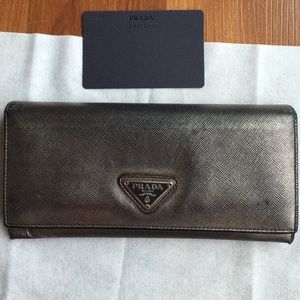 Authentic Metallic Prada Wallet