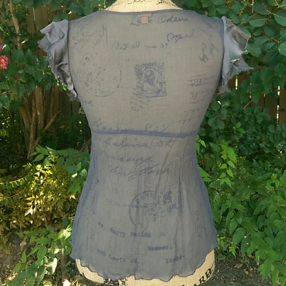 Like🆕 100% Silk Sheer babydoll gray blouse Size S - Picture 4 of 4