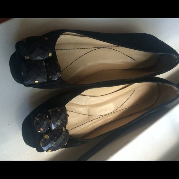 Kate spade black flats with jewels
