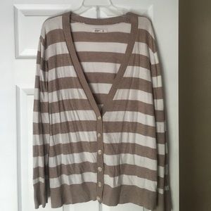 Beige and white stripe cardigan