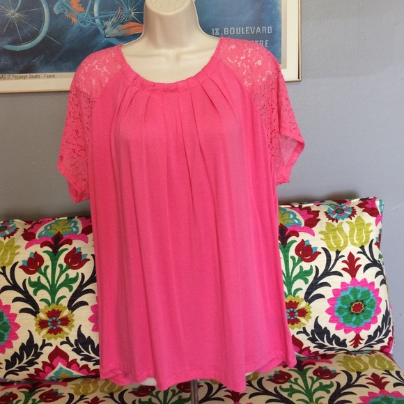 Pretty Pink Blouse with Lace Sleeve NWT