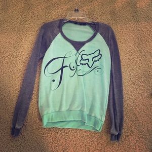 Mint green/gray fox sweatshirt