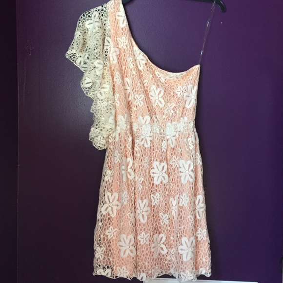 Peach colored lace sundress