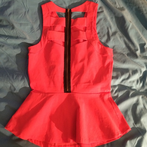 Orange Lily White peplum top - Picture 2 of 2