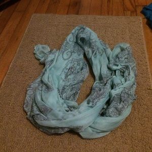 Teal scarf with gray design