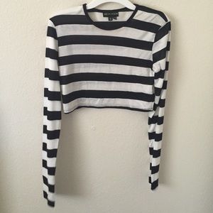 Black and white striped crop top