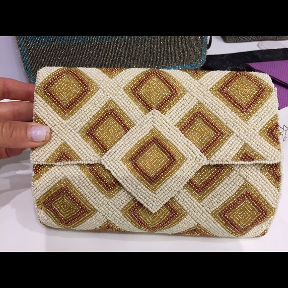 Neutral Colored Beaded Clutch
