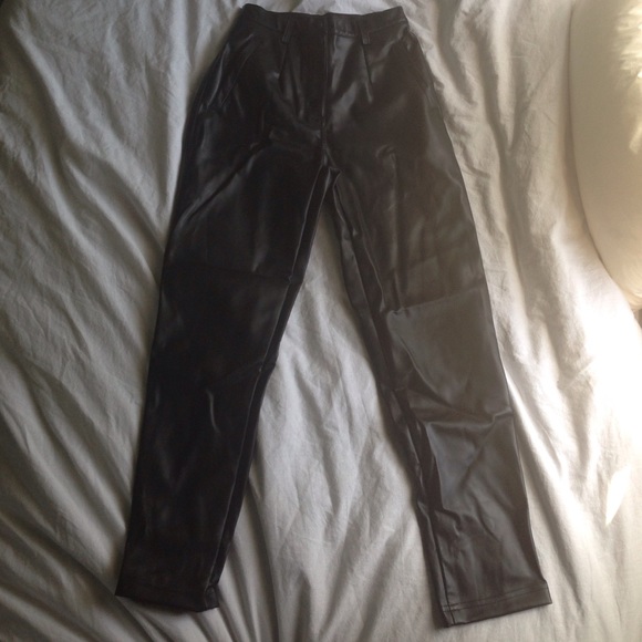 Vegan Leather Pleated Pants