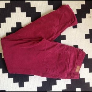 BDG cigarette mid rise ruby red corduroys. 28x30