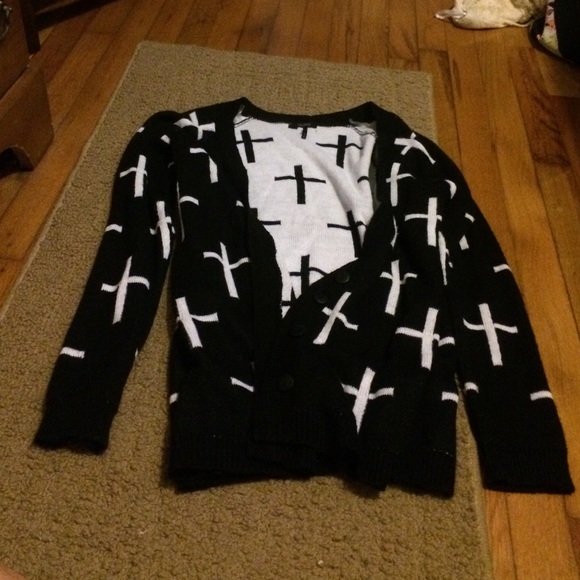 Open knit cross cardigan