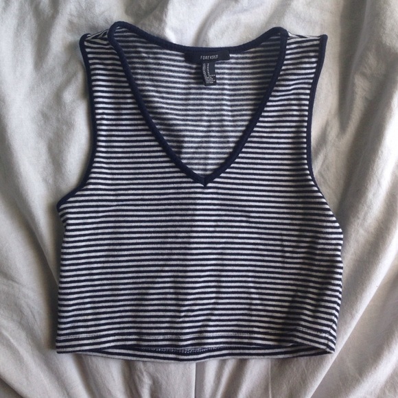 Striped V-neck Crop Top