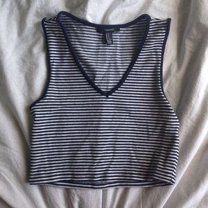 Striped V-neck Crop Top