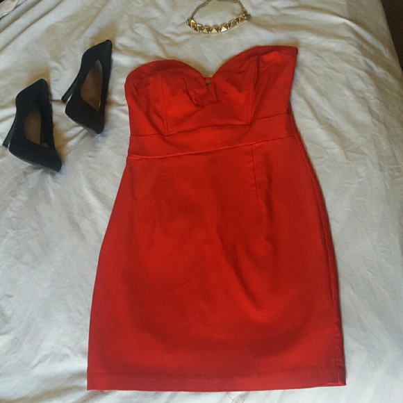 Strapless Red Cocktail Dress