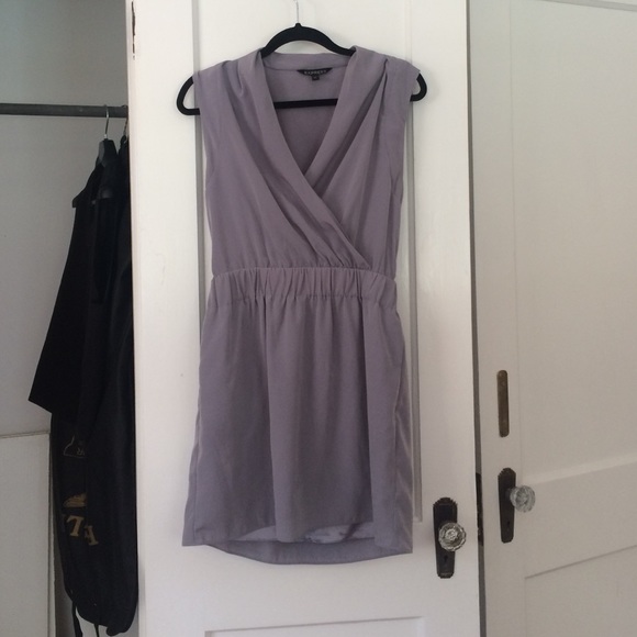 Express Faux Wrap Dress in Grey