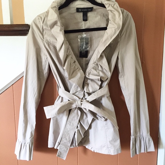 INC International Concepts Jackets & Blazers - Beige Ruffled Blazer