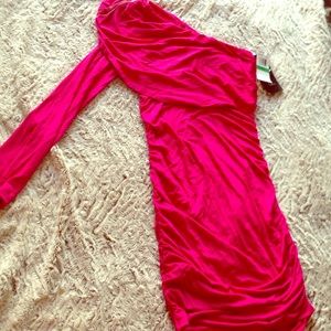 One sleeve fushia party dress never worn