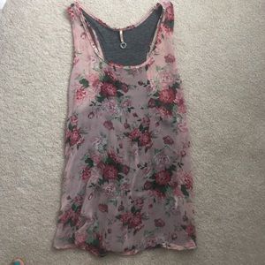 Sheer rose print tank