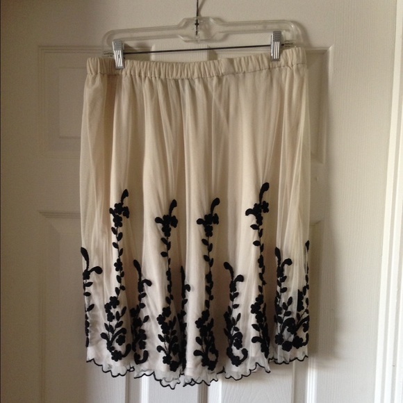Anthropologie Organza Embroidered Skirt