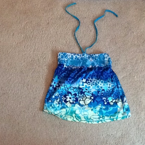 Need a blue and green floral halter with sparkles?