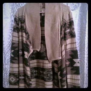 Printed tan cardigan