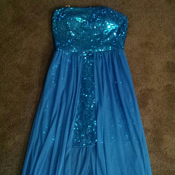 Strapless high-low formal dress
