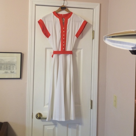 White and orange dress by Toni Todd