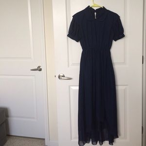 Self-designed navy dress(shorter front &long back)