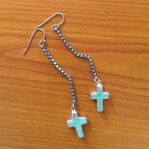 Dangle Turquoise cross earrings