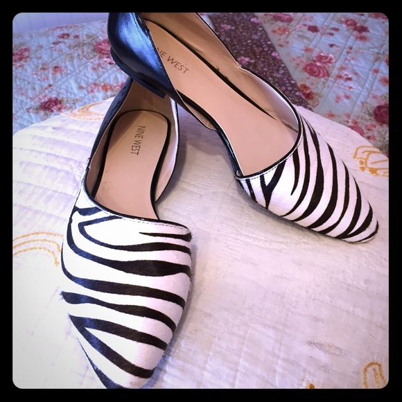 Nine West Sael d'Orsay Learher Fur Flat