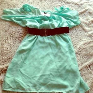 Teal belted dress never worn nwt