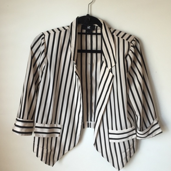 Striped cream and black blazer
