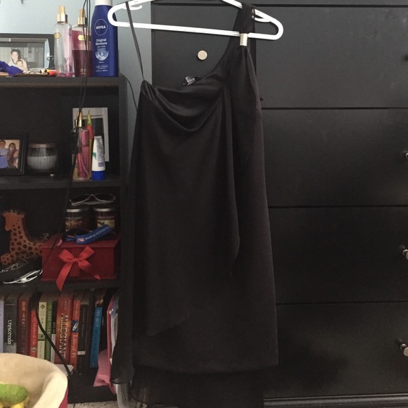Black Bebe One Shoulder Dress