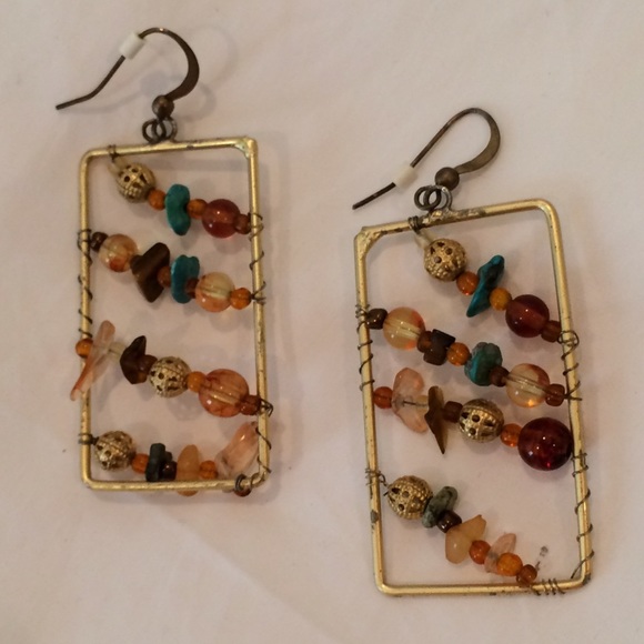 Gold and turquoise statement earrings