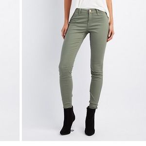 Army green skinny jeans